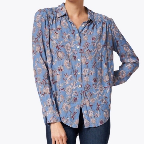 Veronica Beard Dazed Cornflower Floral Blouse Blue Size 8 - Picture 2 of 8
